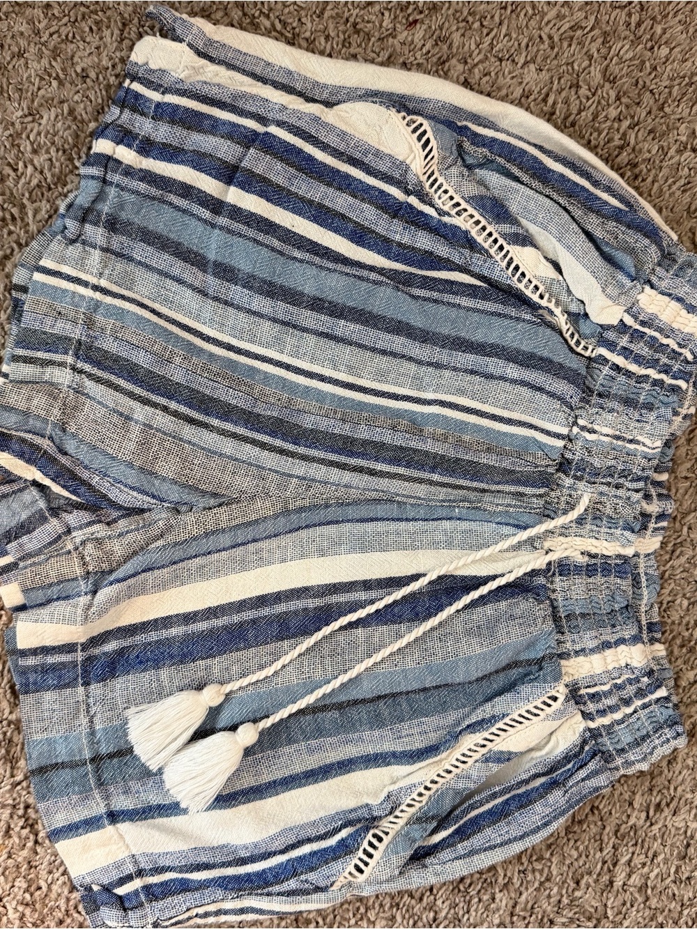 Briggs New York Blue & White Striped Smocked High-Rise Shorts - Picture 4 of 6
